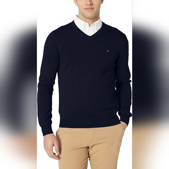 Tommy Hilfiger Other - Tommy Hilfiger Men's Cotton V Neck Sweater, Size Small, Masters Navy